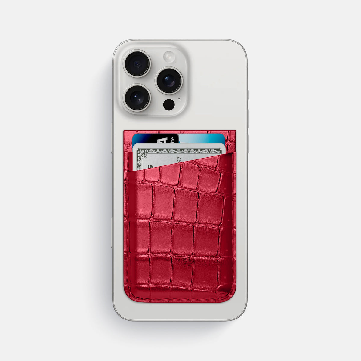 Burgundy iPhone 16 Pro Max Magsafe Wallet Porosus Crocodile -1 | Burgundy