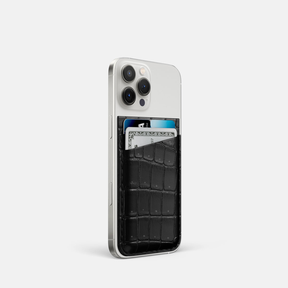 Black iPhone 16 Pro Magsafe Wallet Porosus Crocodile -2 | Black