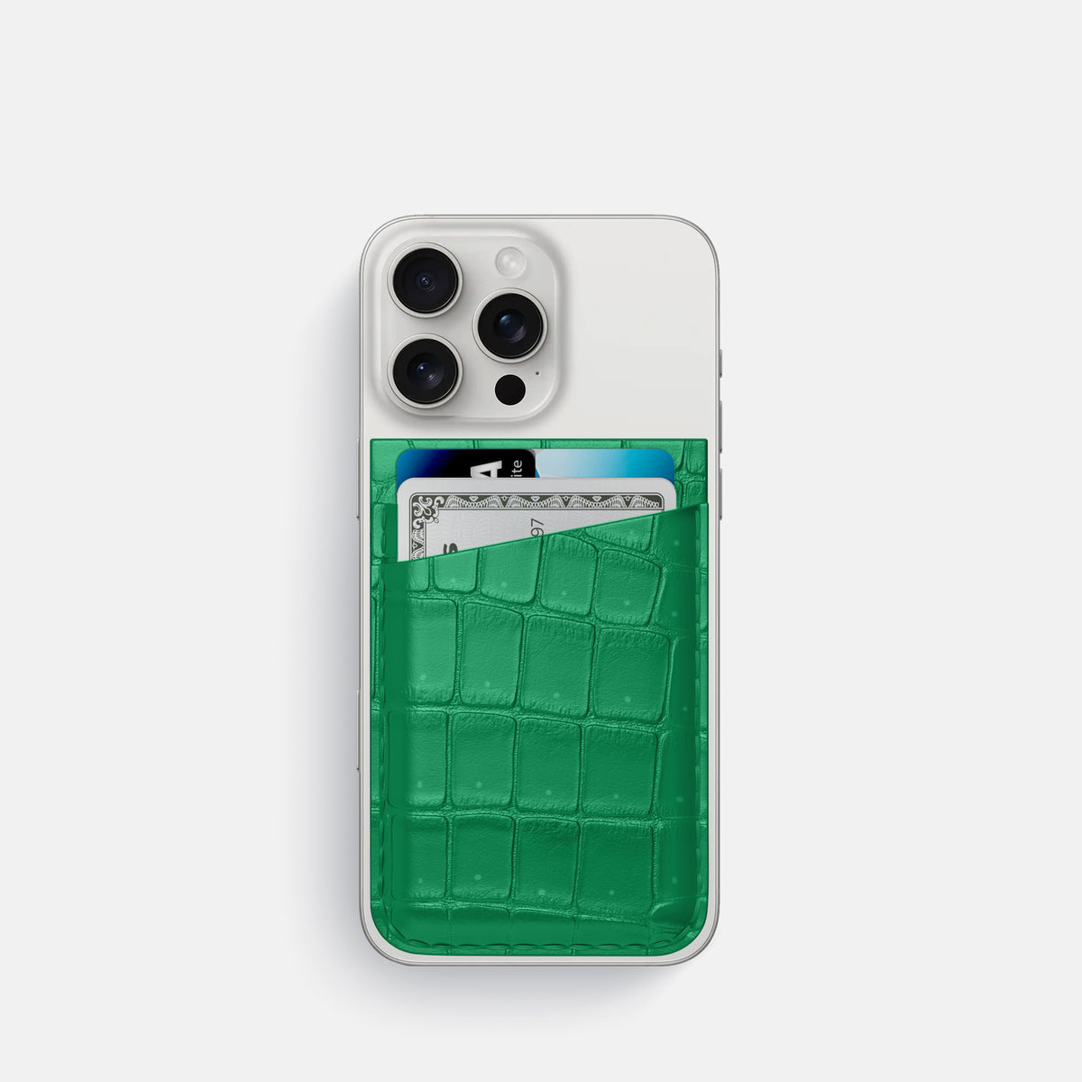 Cactus-Green iPhone 16 Pro Magsafe Wallet Porosus Crocodile -1 | Cactus-Green
