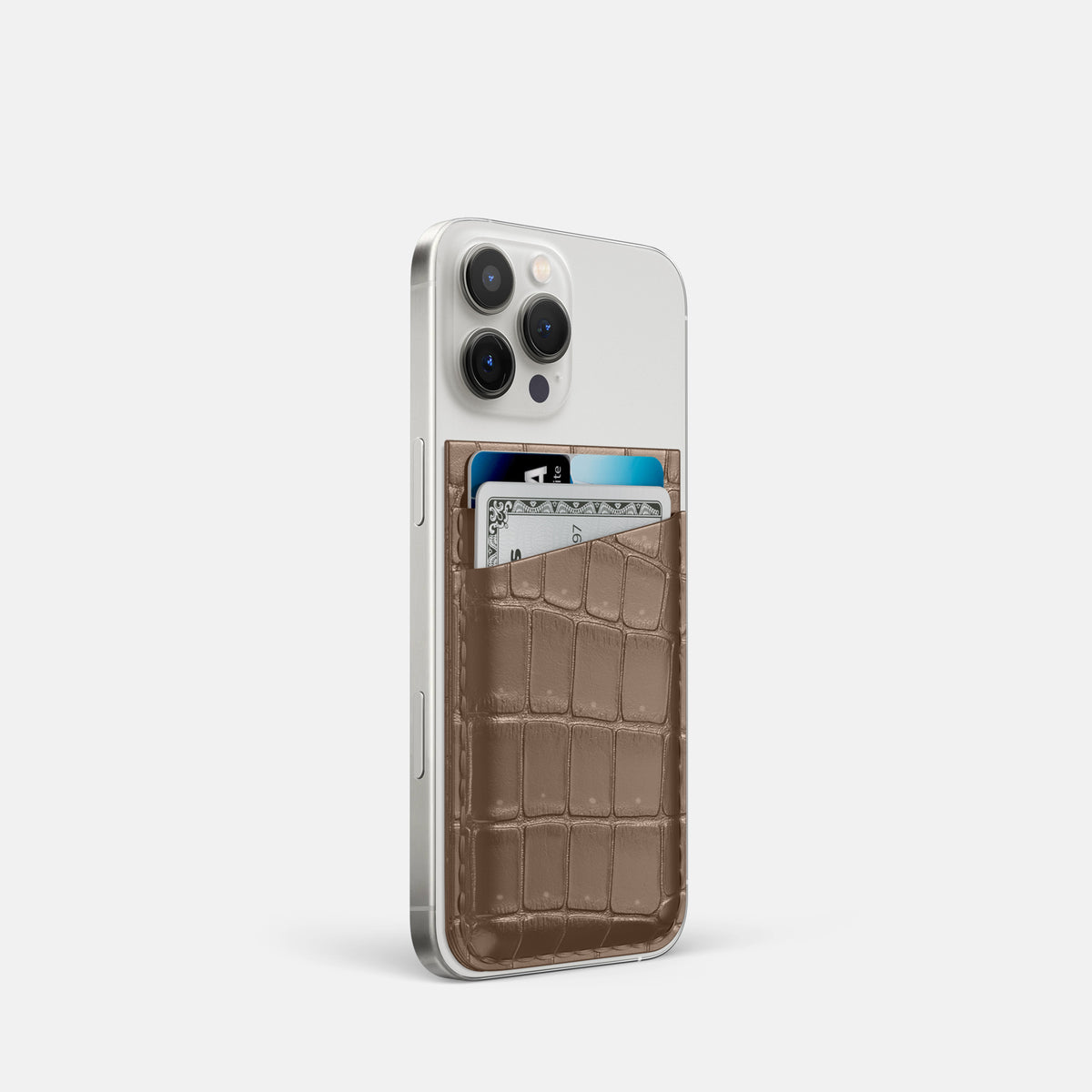 Fur-Brown iPhone 16 Pro Magsafe Wallet Porosus Crocodile -2 | Fur-Brown