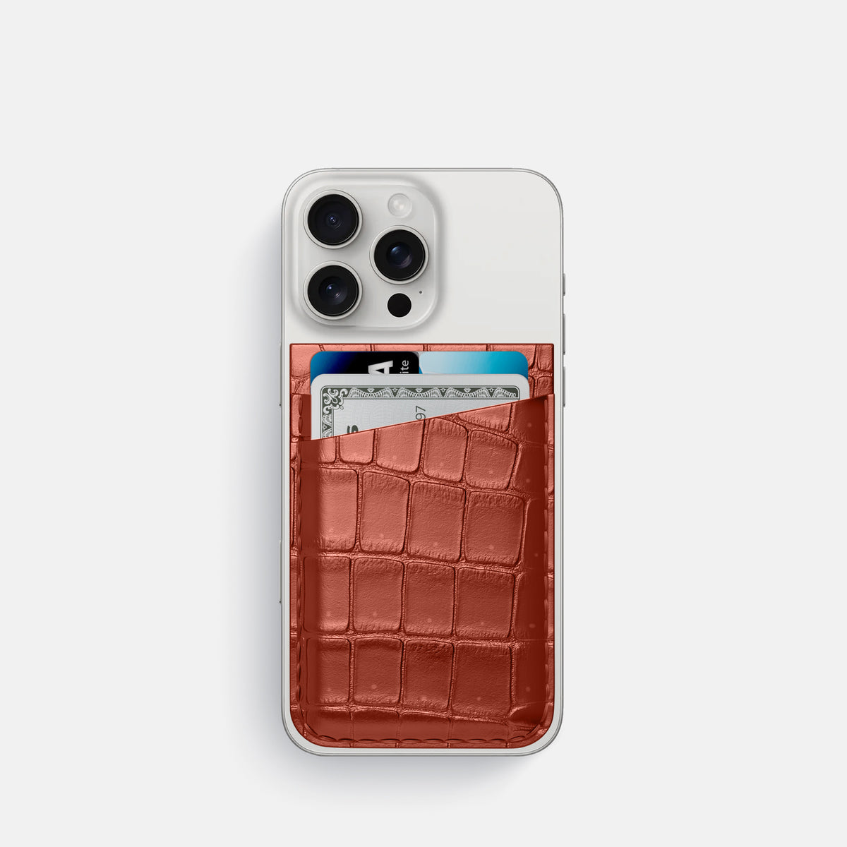 Mahogany-Brown iPhone 16 Pro Magsafe Wallet Porosus Crocodile -1 | Mahogany-Brown