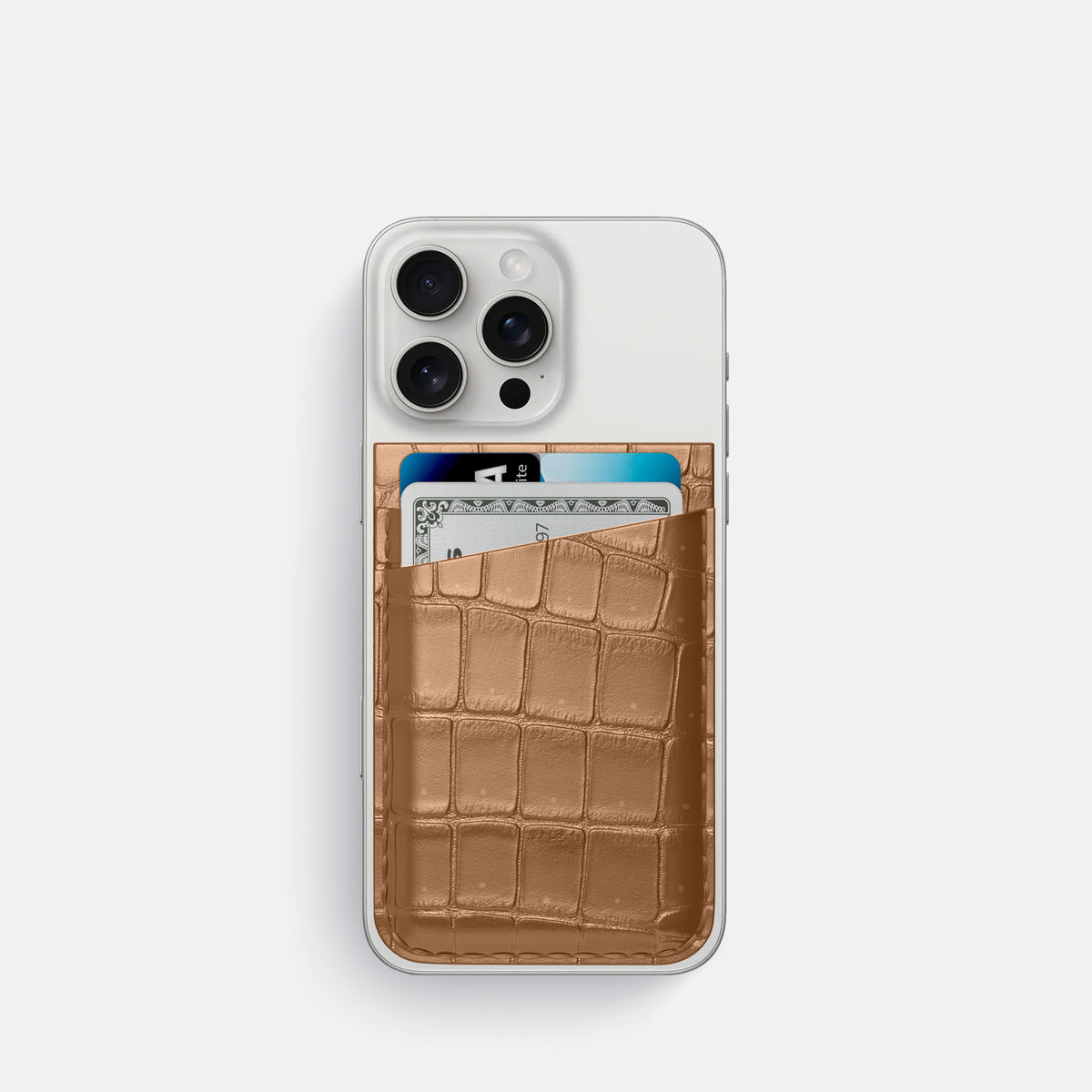 Milk-Chocolate iPhone 16 Pro Magsafe Wallet Porosus Crocodile -1 | Milk-Chocolate