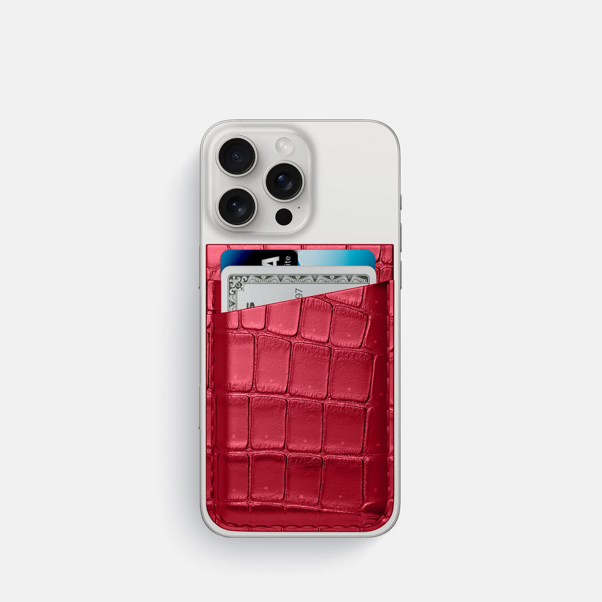 Burgundy iPhone 16 Pro Magsafe Wallet Porosus Crocodile -1 | Burgundy