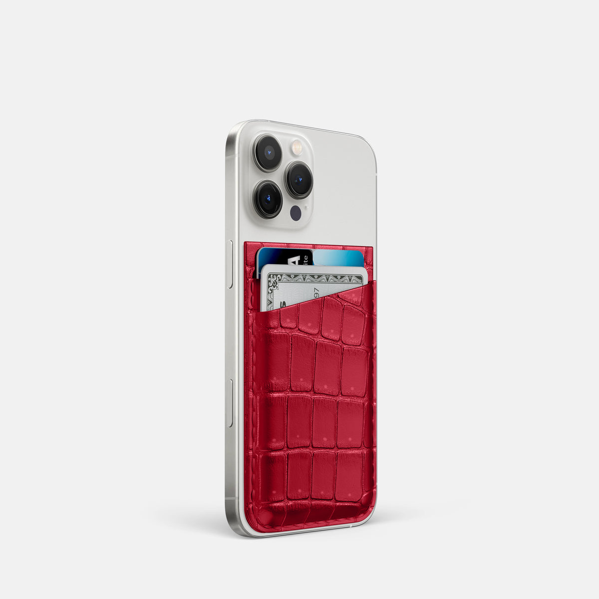 Burgundy iPhone 16 Pro Magsafe Wallet Porosus Crocodile -2 | Burgundy