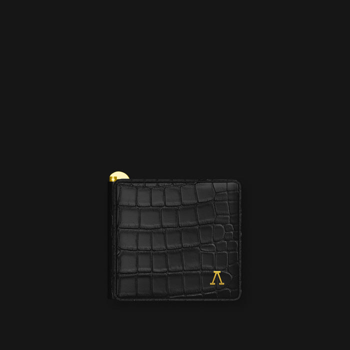 Edition-Black Money Clip Wallet Case Alligator with Gold Metal -1 | Edition-Black-Gold