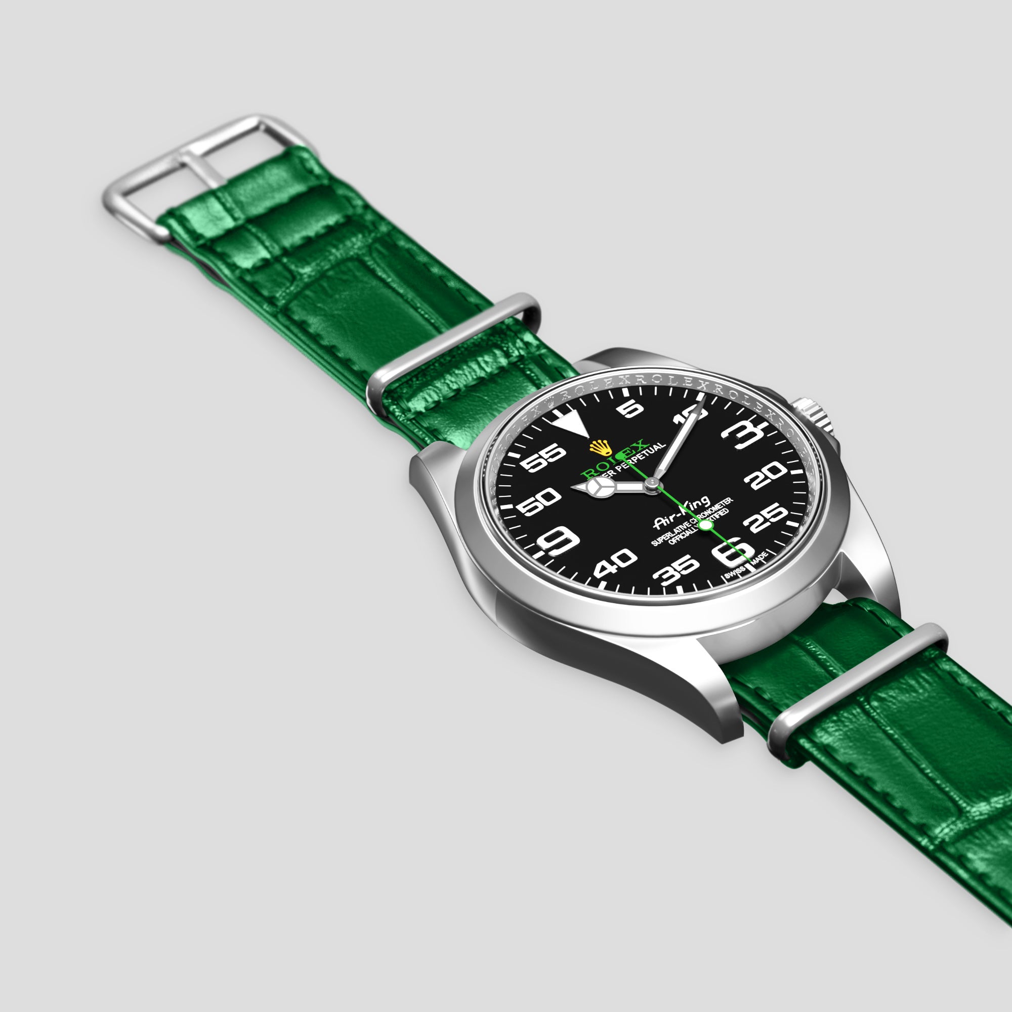 NATO Strap For Rolex Air King In Alligator