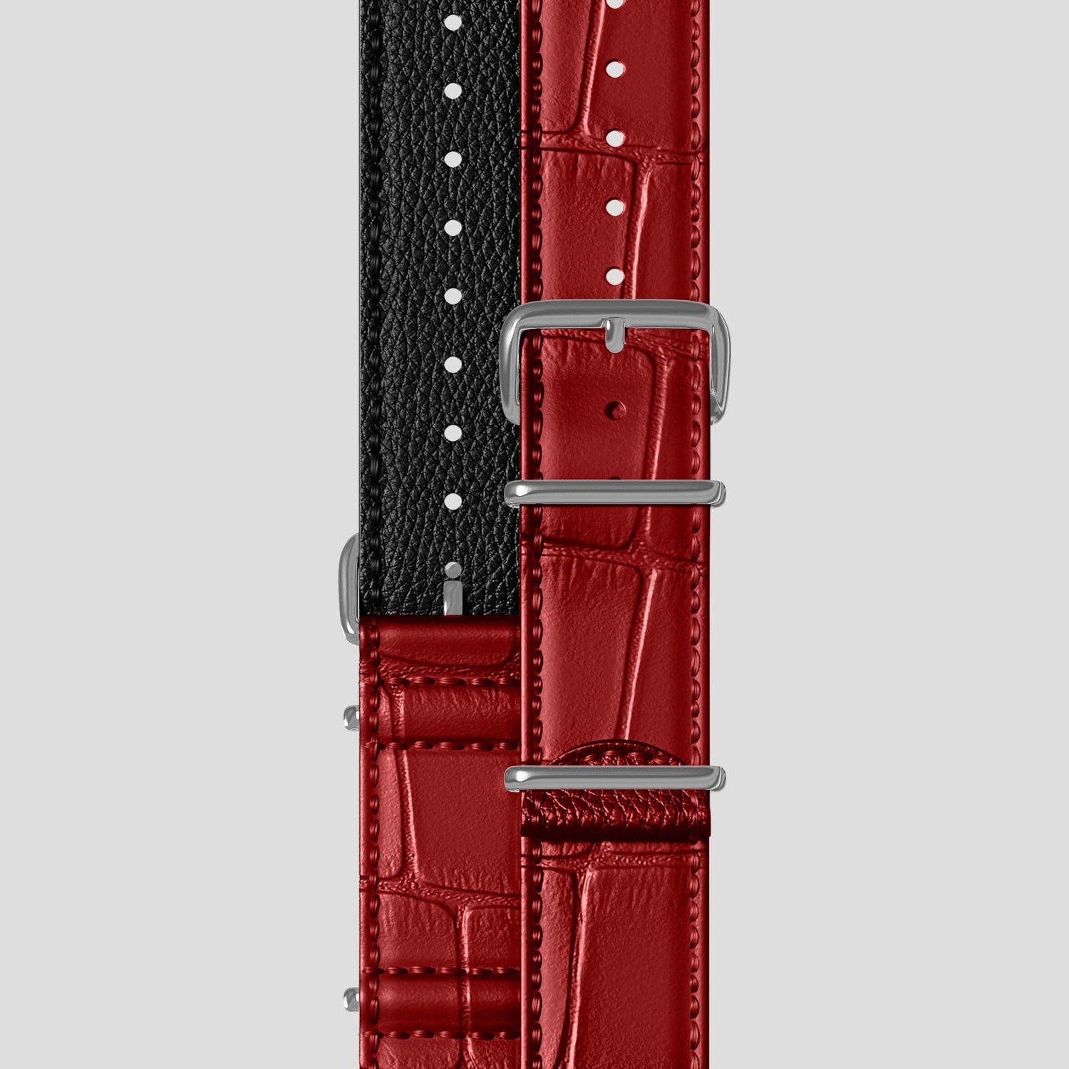 Red Rolex GMT Master II Nato Strap Alligator with Steel Metal -1 | Red-Steel