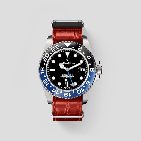 NATO Strap For Rolex GMT Master II In Alligator