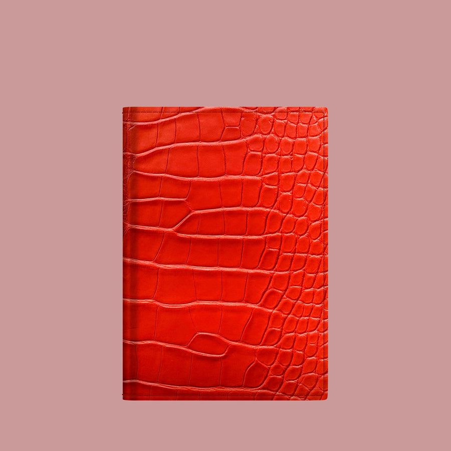 Passport Cover Deep Coral In Alligator