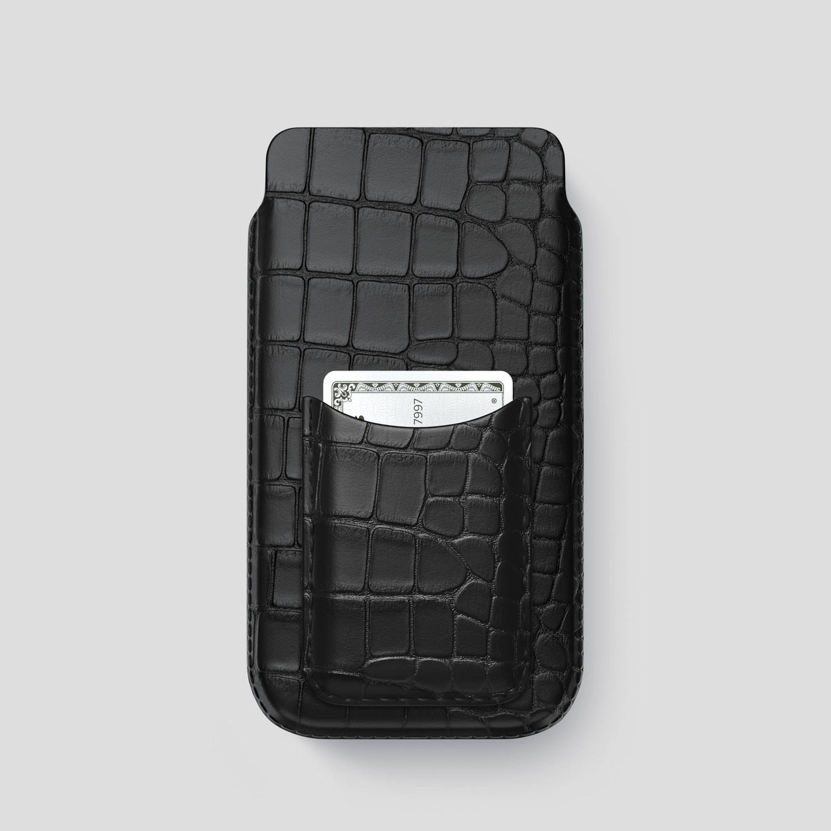 Black iPhone 15 Pro Pouch Card Case Alligator -1 | Black