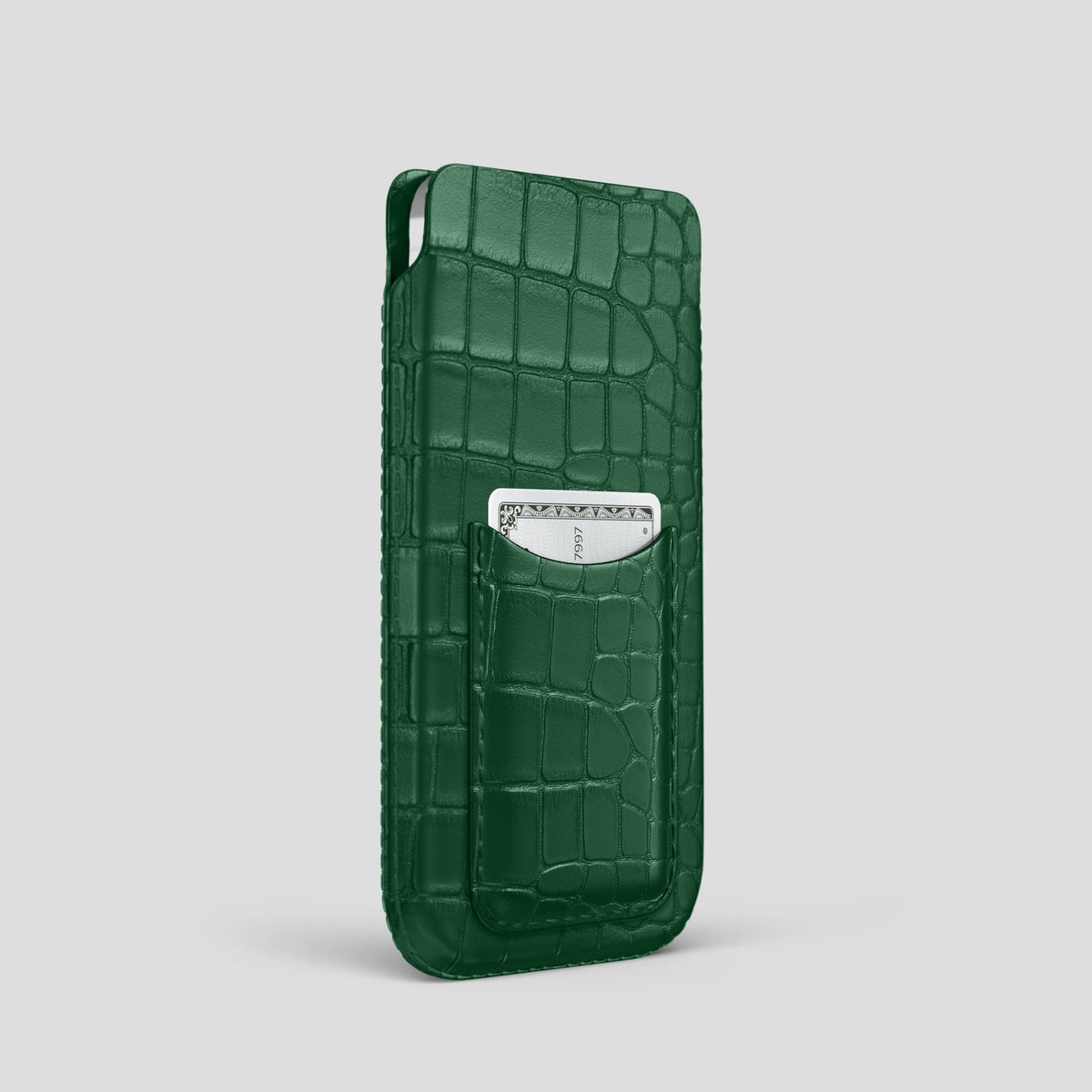 Forest-Green iPhone 15 Pro Pouch Card Case Alligator -2 | Forest-Green