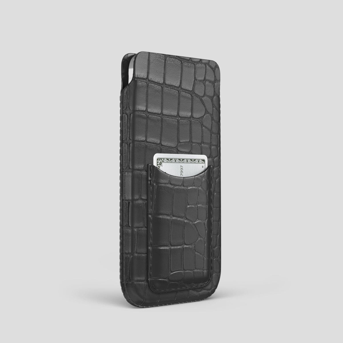 Grey iPhone 15 Pro Pouch Card Case Alligator -2 | Grey