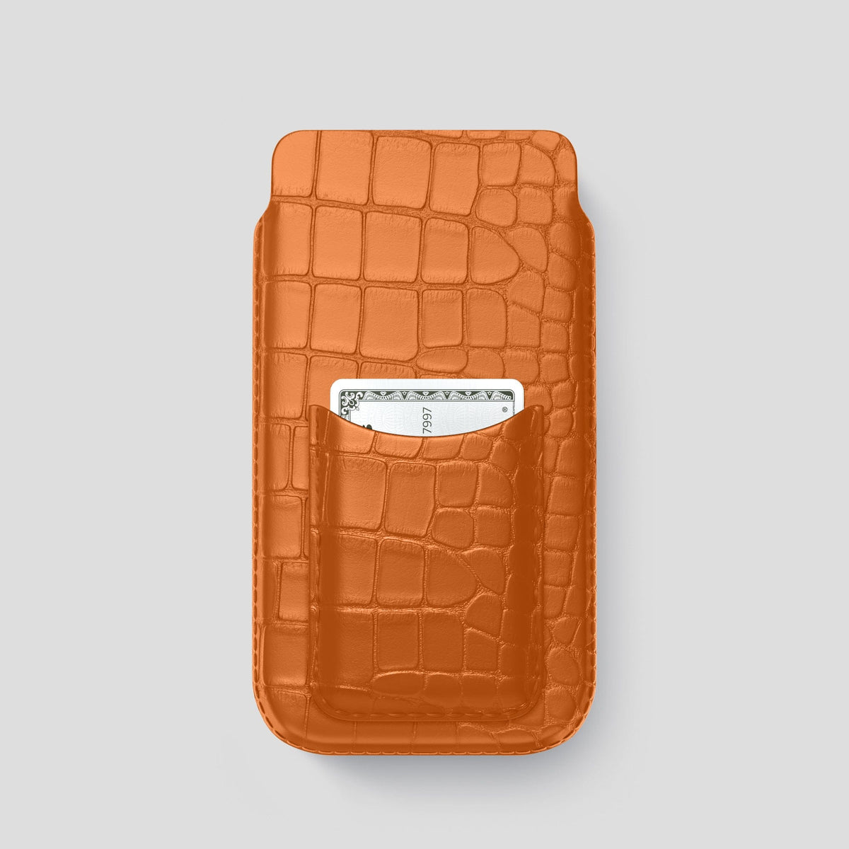 Orange iPhone 15 Pro Pouch Card Case Alligator -1 | Orange