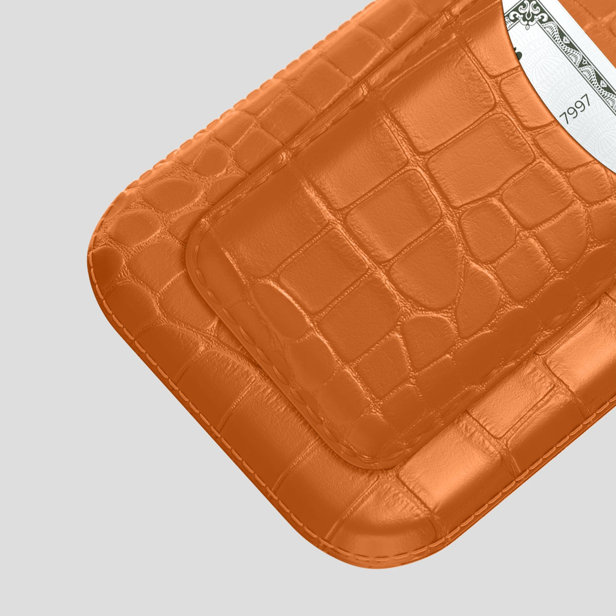 Orange iPhone 15 Pro Pouch Card Case Alligator -3 | Orange