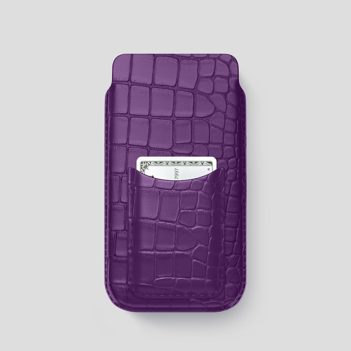 Purple iPhone 15 Pro Pouch Card Case Alligator -1 | Purple