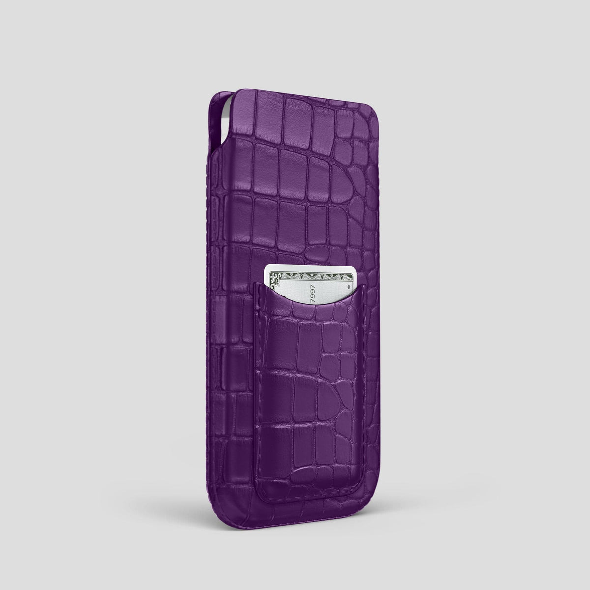 Purple iPhone 15 Pro Pouch Card Case Alligator -2 | Purple