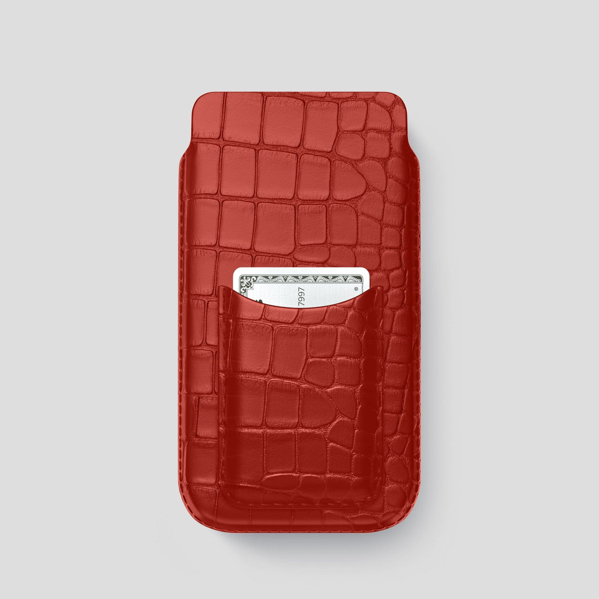 Red iPhone 15 Pro Pouch Card Case Alligator -1 | Red