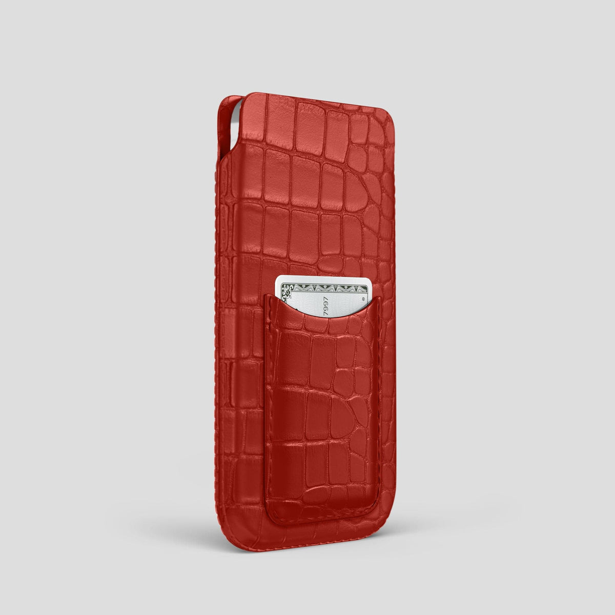 Red iPhone 15 Pro Pouch Card Case Alligator -2 | Red