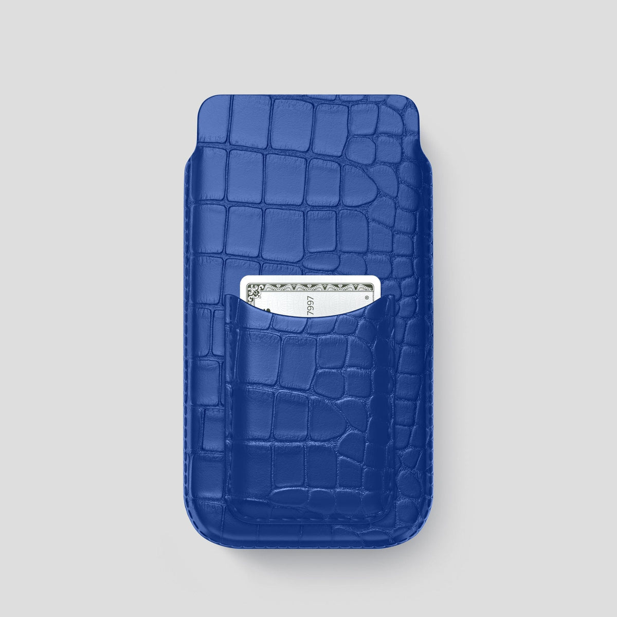 Royal Blue iPhone 15 Pro Pouch Card Case Alligator -1 | Royal-Blue
