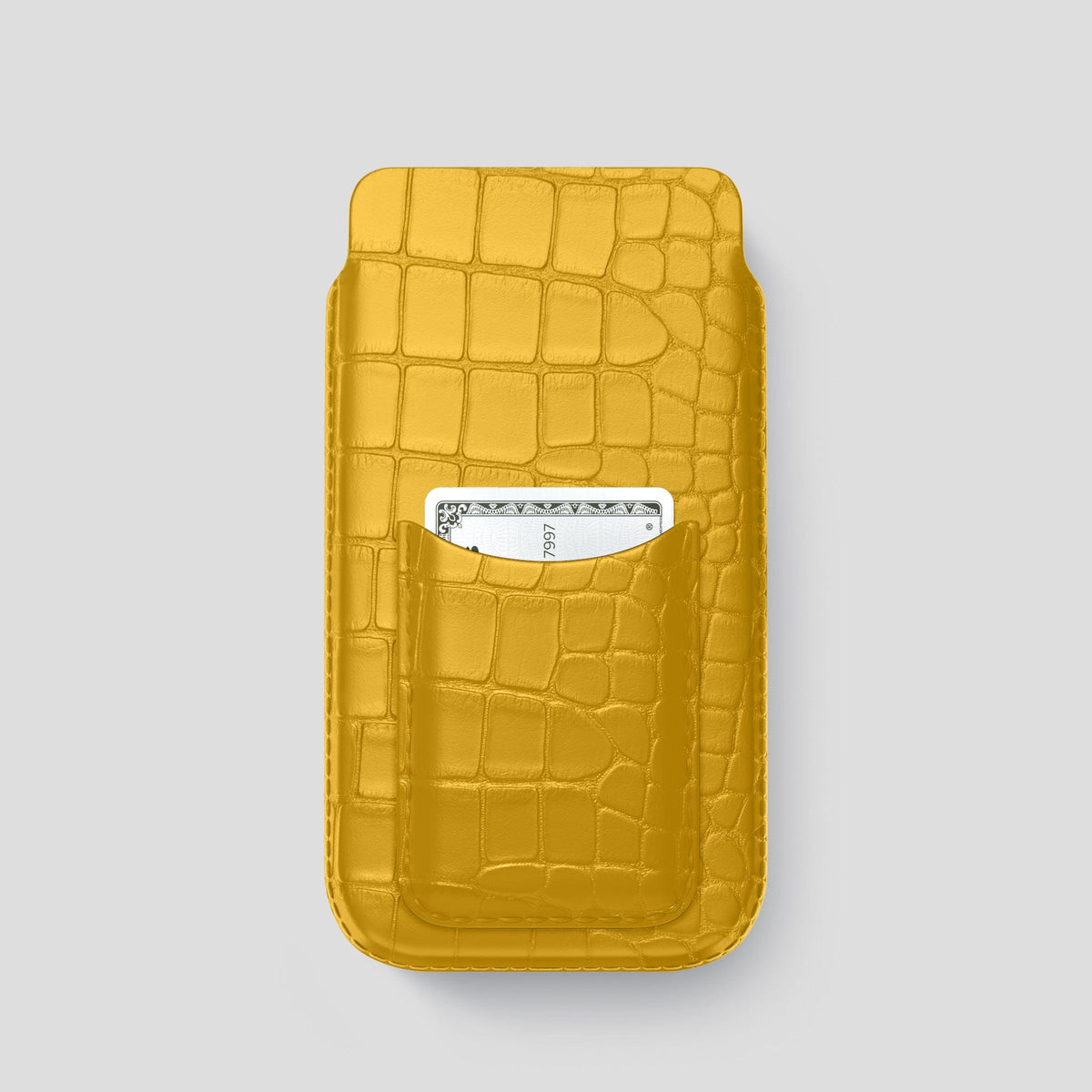 Yellow iPhone 15 Pro Pouch Card Case Alligator -1 | Yellow