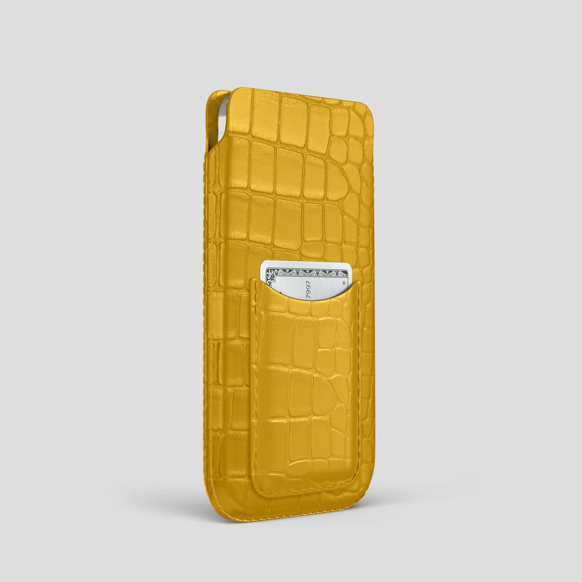 Yellow iPhone 15 Pro Pouch Card Case Alligator -2 | Yellow