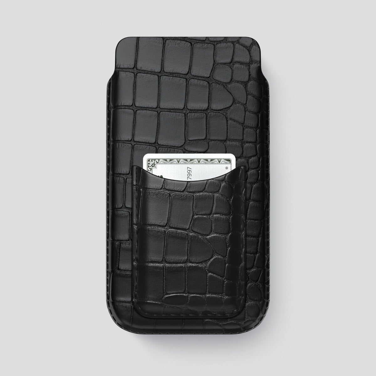Black iPhone 15 Pro Max Pouch Card Case Alligator -1 | Black