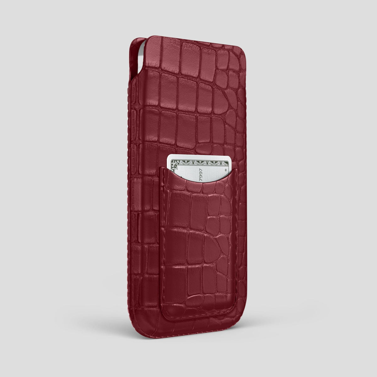Burgundy iPhone 15 Pro Max Pouch Card Case Alligator -2 | Burgundy