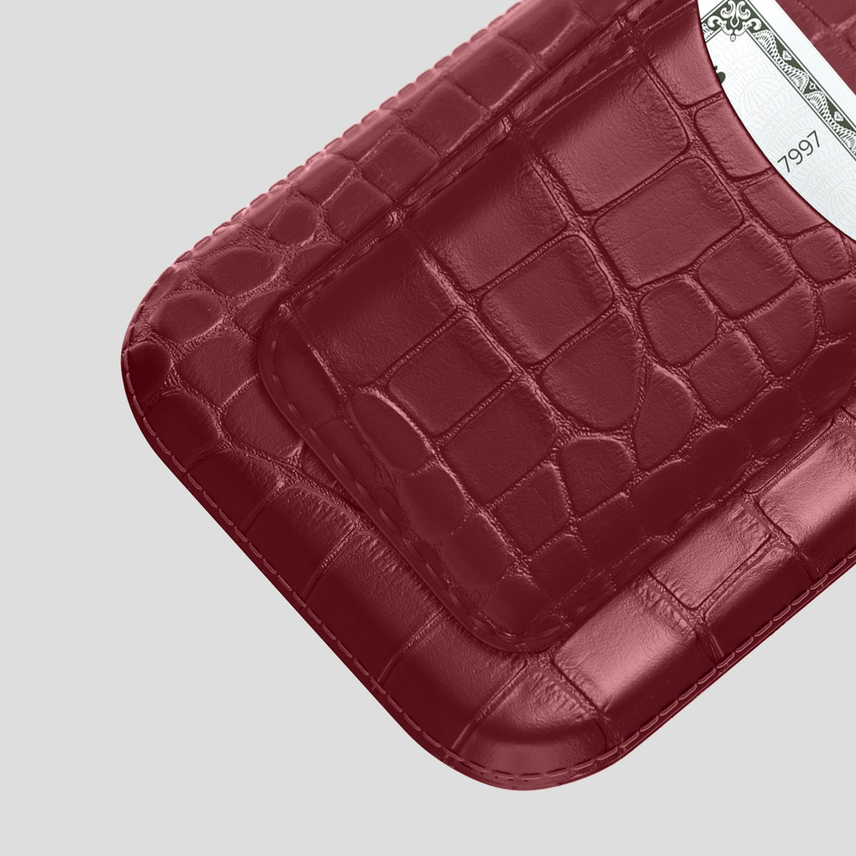 Burgundy iPhone 15 Pro Max Pouch Card Case Alligator -3 | Burgundy