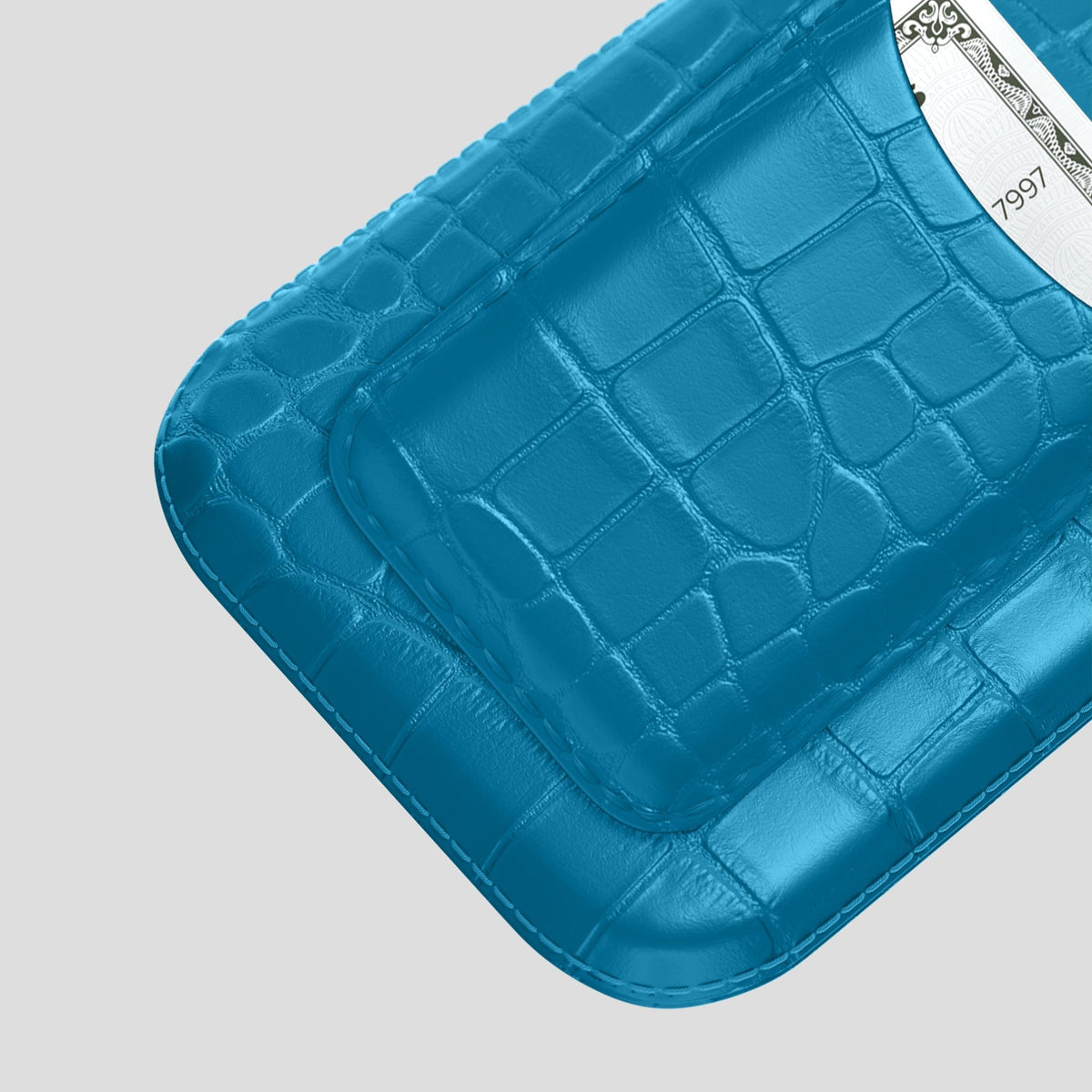 Curaçao-Blue iPhone 15 Pro Max Pouch Card Case Alligator -3 | Curaçao-Blue