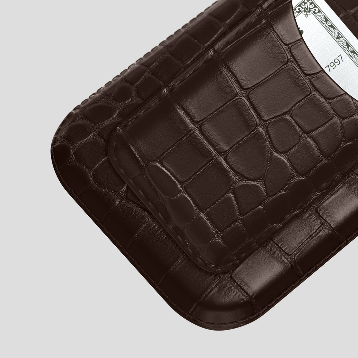 Dark Brown iPhone 15 Pro Max Pouch Card Case Alligator -3 | Dark-Brown