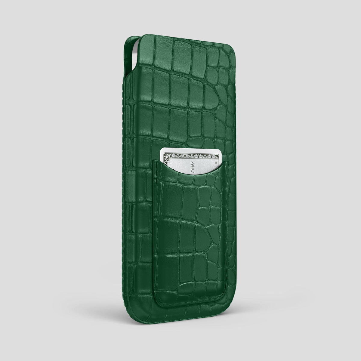 Forest-Green iPhone 15 Pro Max Pouch Card Case Alligator -2 | Forest-Green