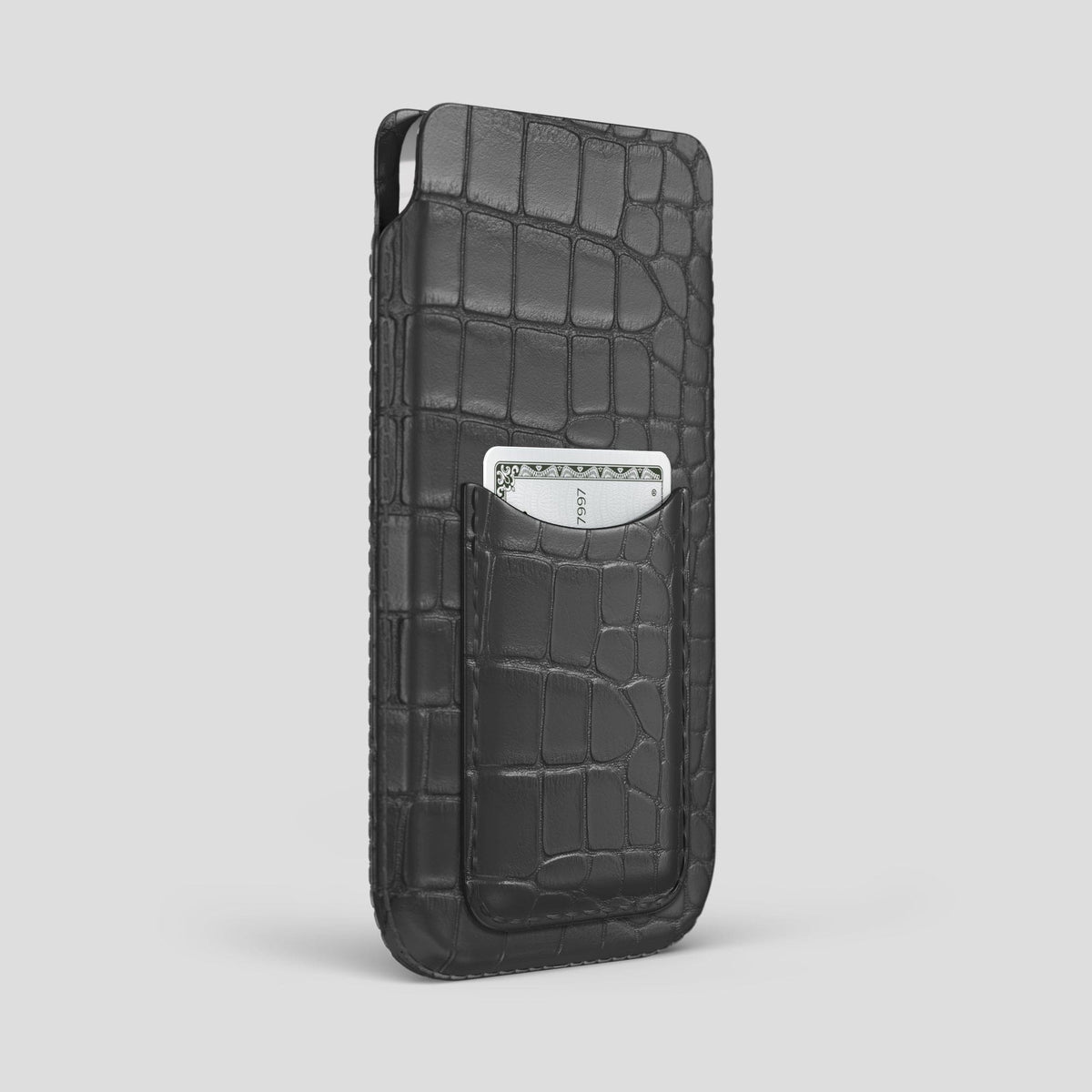 Grey iPhone 15 Pro Max Pouch Card Case Alligator -2 | Grey