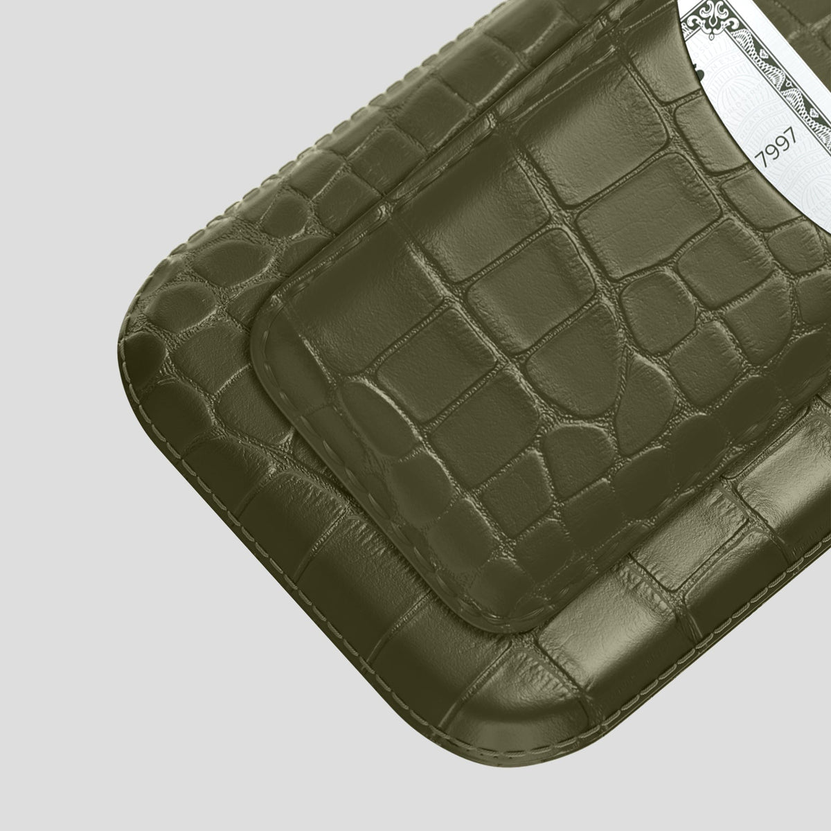 Kaki-Green iPhone 15 Pro Max Pouch Card Case Alligator -3 | Kaki-Green