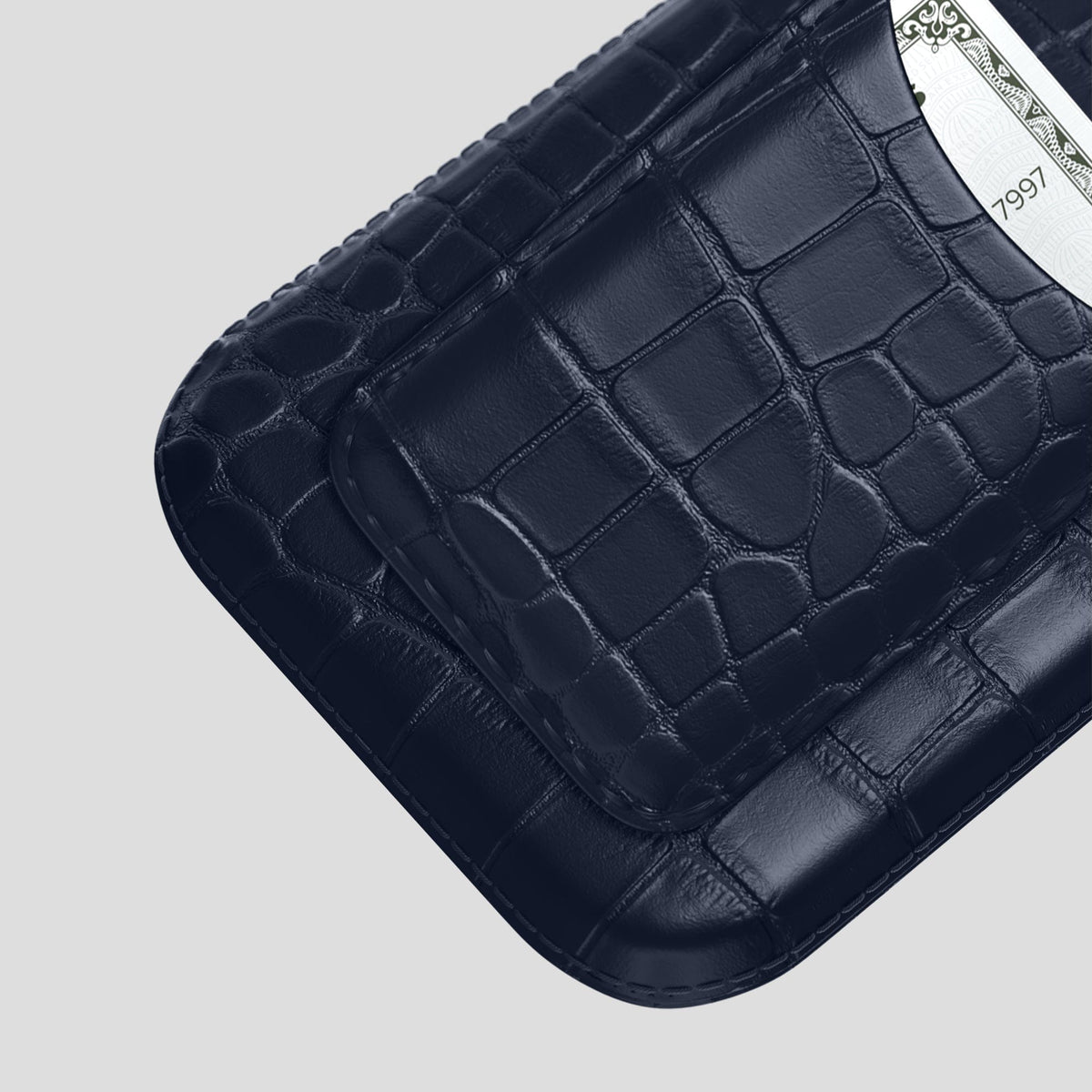 Navy Blue iPhone 15 Pro Max Pouch Card Case Alligator -3 | Navy-Blue
