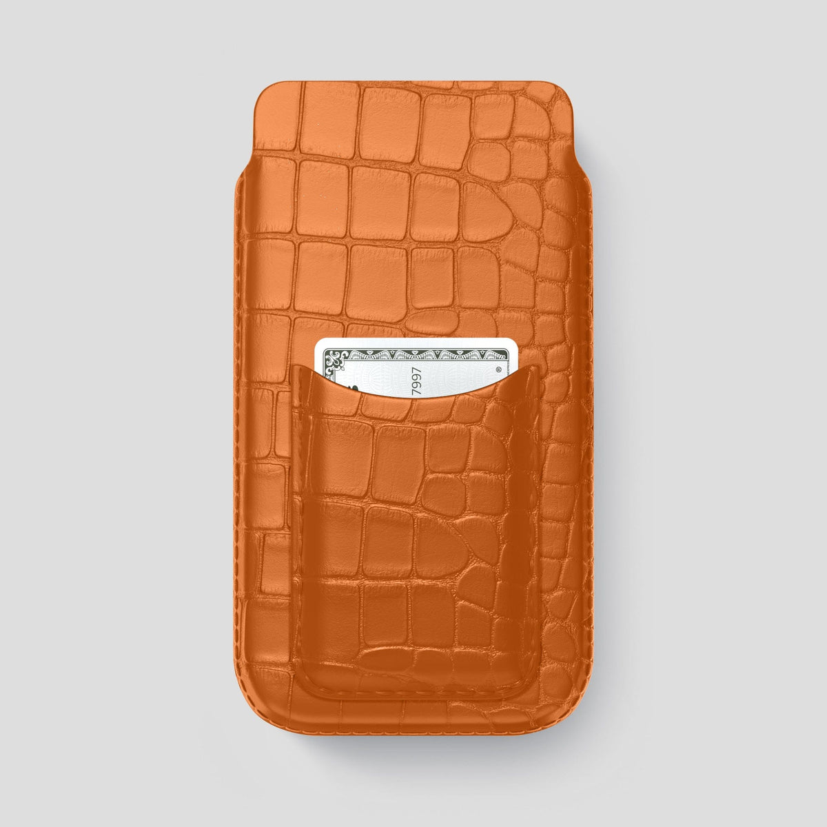 Orange iPhone 15 Pro Max Pouch Card Case Alligator -1 | Orange