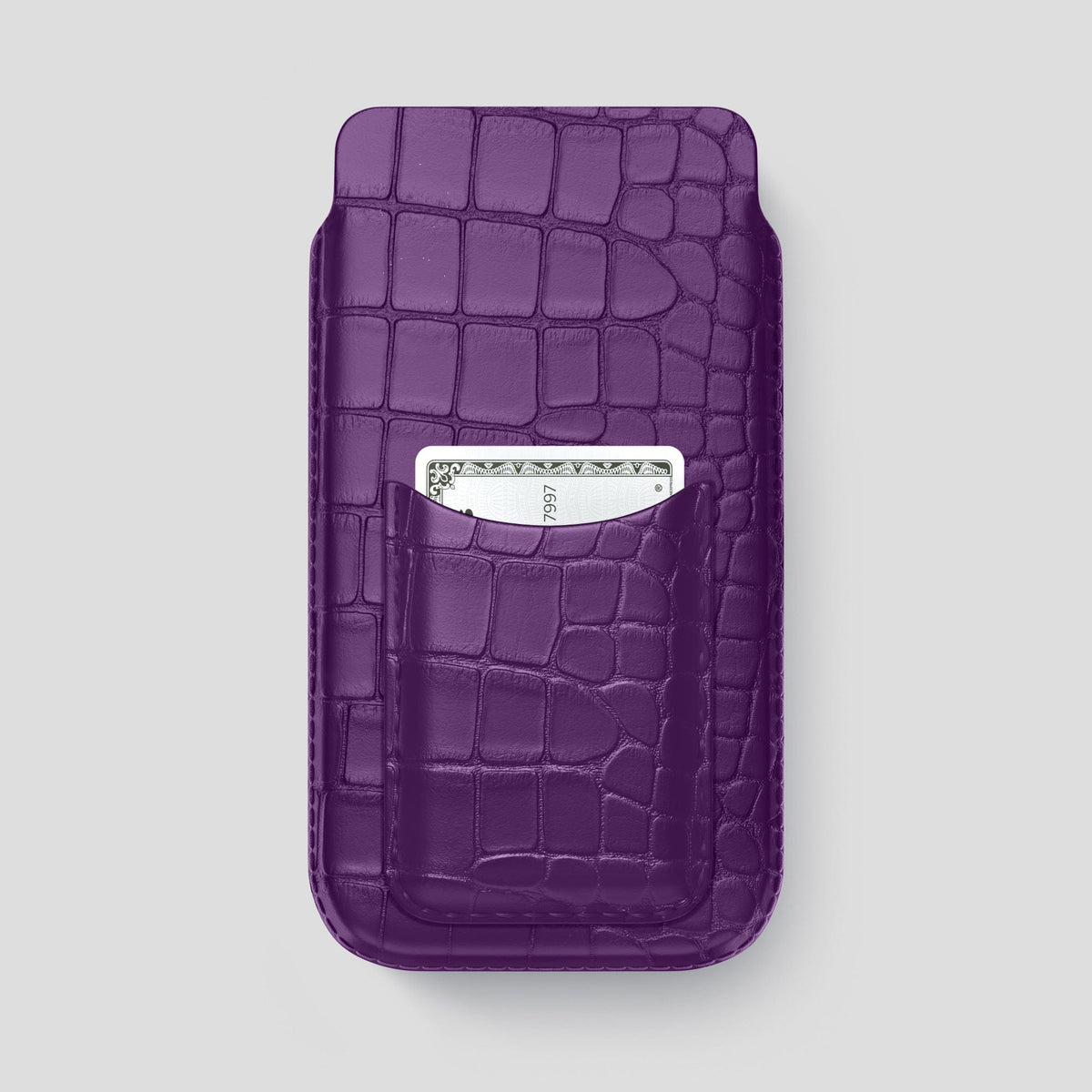 Purple iPhone 15 Pro Max Pouch Card Case Alligator -1 | Purple