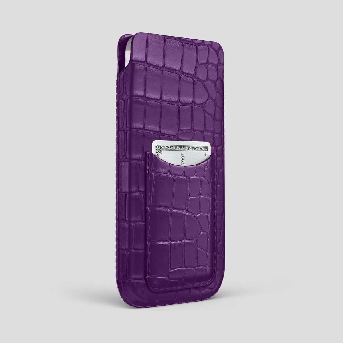 Purple iPhone 15 Pro Max Pouch Card Case Alligator -2 | Purple