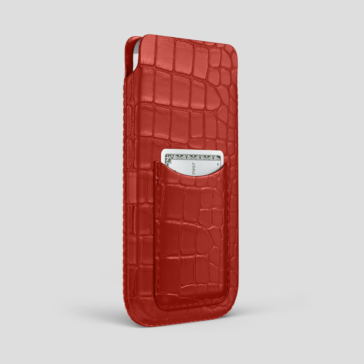 Red iPhone 15 Pro Max Pouch Card Case Alligator -2 | Red