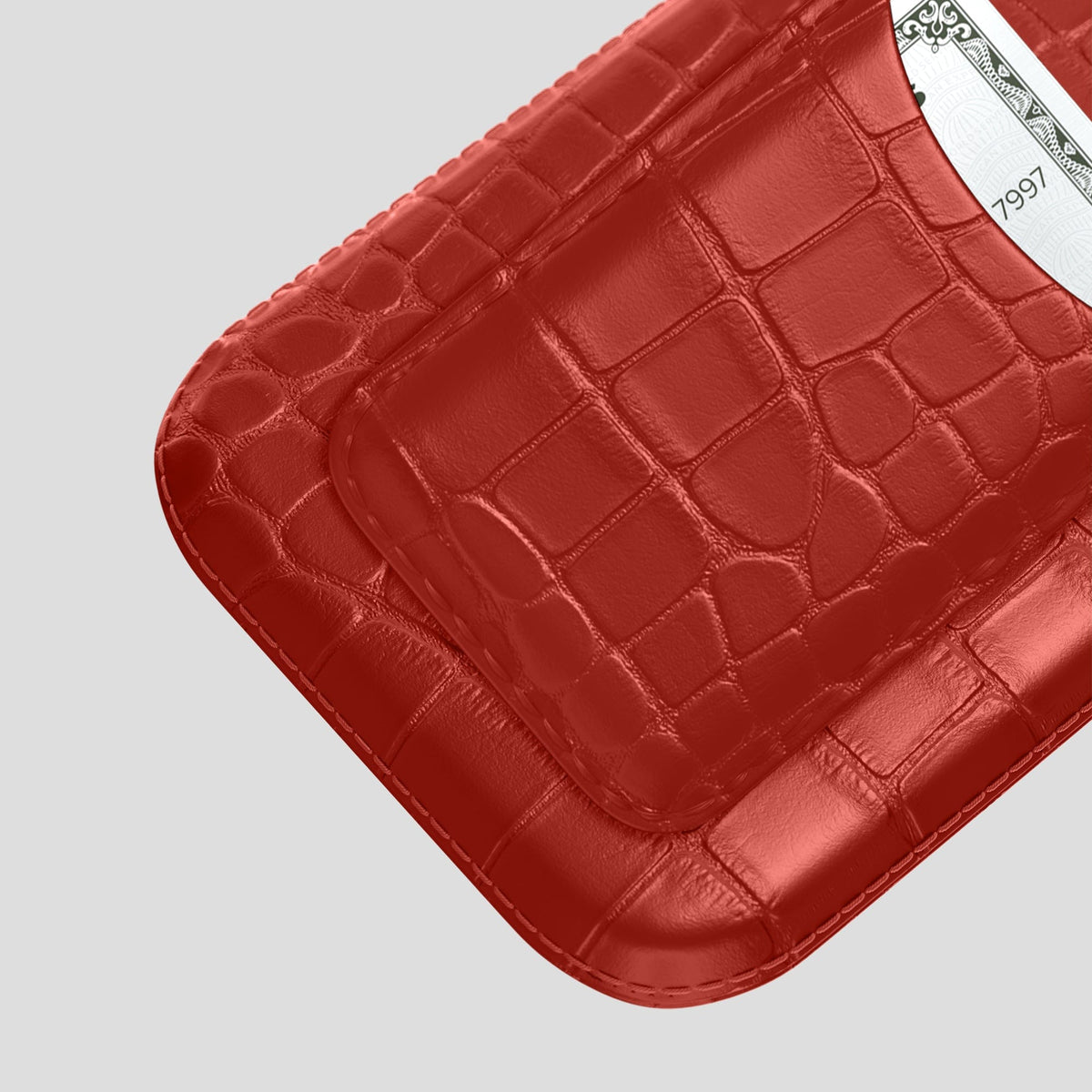 Red iPhone 15 Pro Max Pouch Card Case Alligator -3 | Red