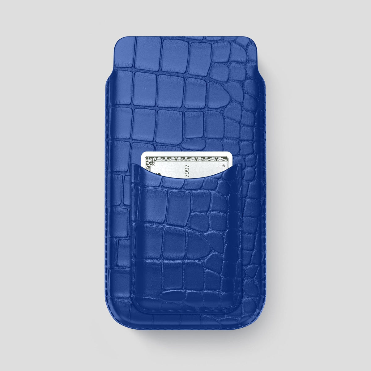 Royal Blue iPhone 15 Pro Max Pouch Card Case Alligator -1 | Royal-Blue