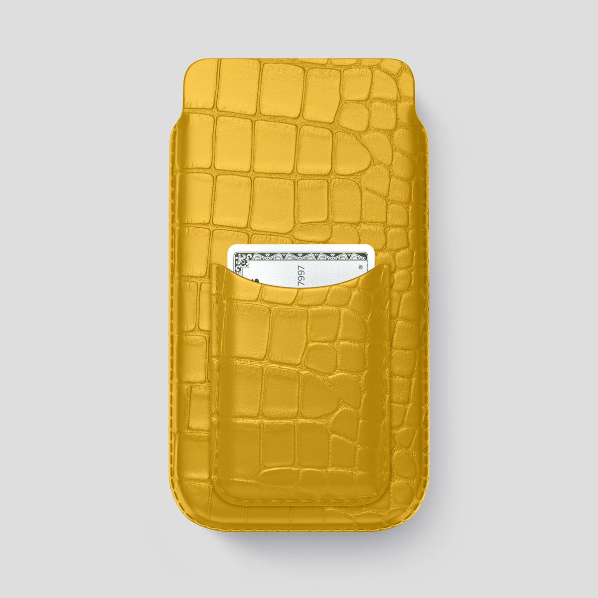 Yellow iPhone 15 Pro Max Pouch Card Case Alligator -1 | Yellow