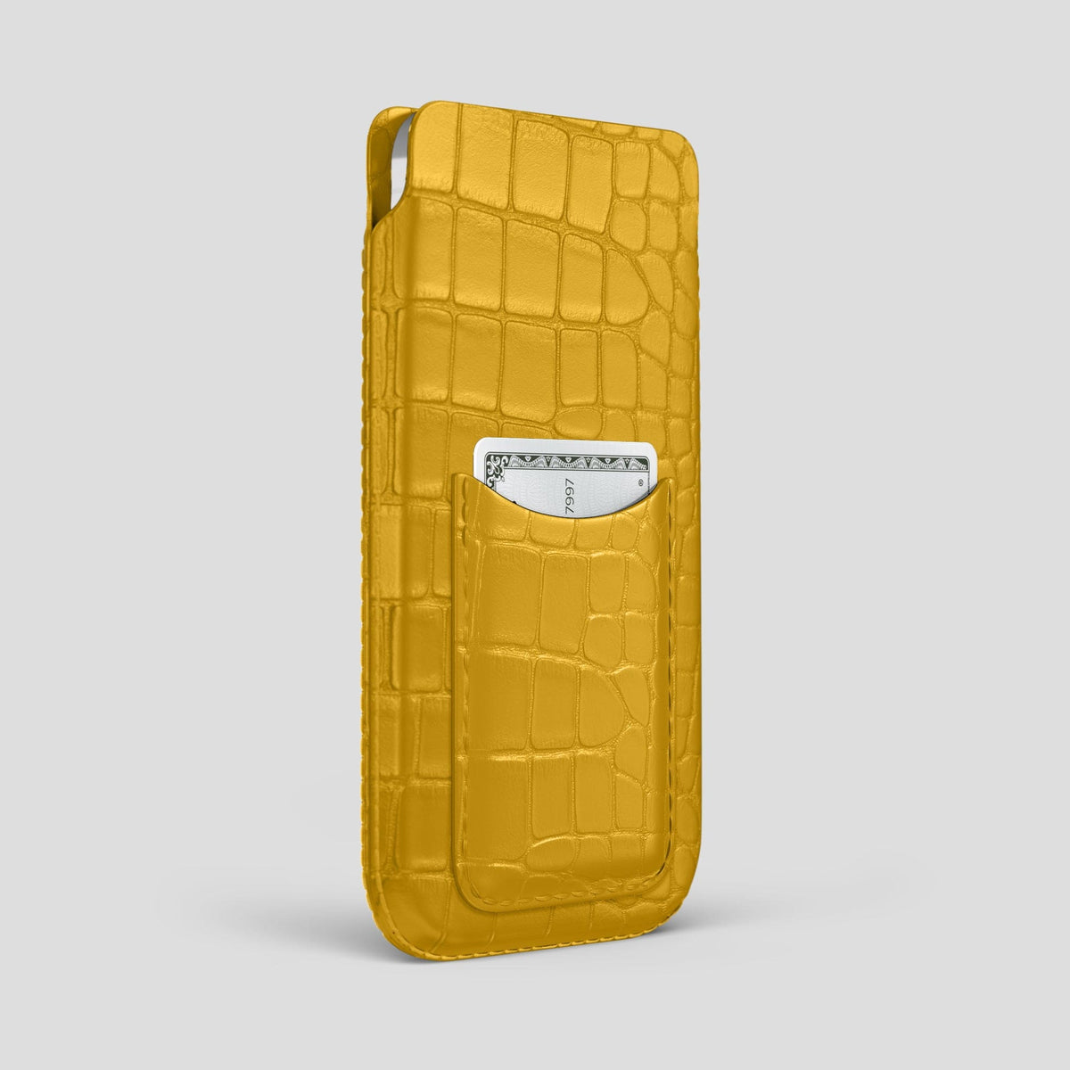 Yellow iPhone 15 Pro Max Pouch Card Case Alligator -2 | Yellow