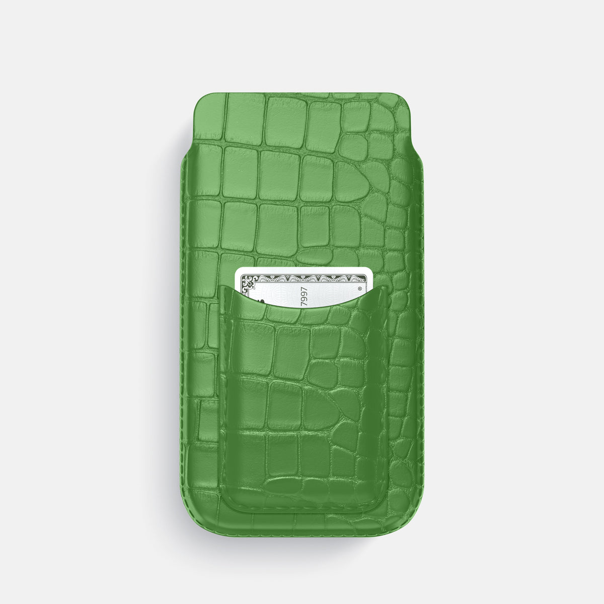 Apple-Green iPhone 16 Pro Pouch Card Case Alligator -1 | Apple-Green