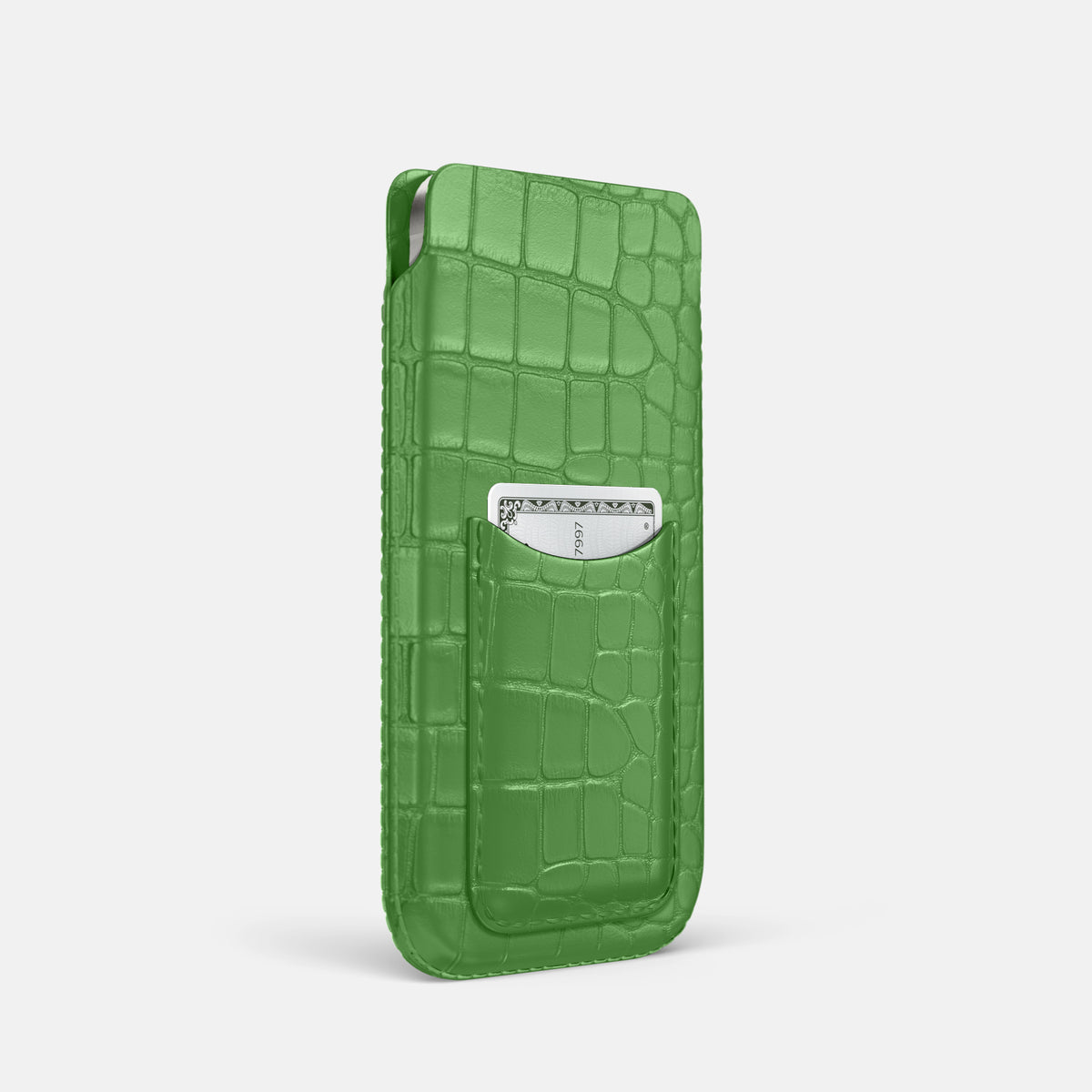 Apple-Green iPhone 16 Pro Pouch Card Case Alligator -2 | Apple-Green