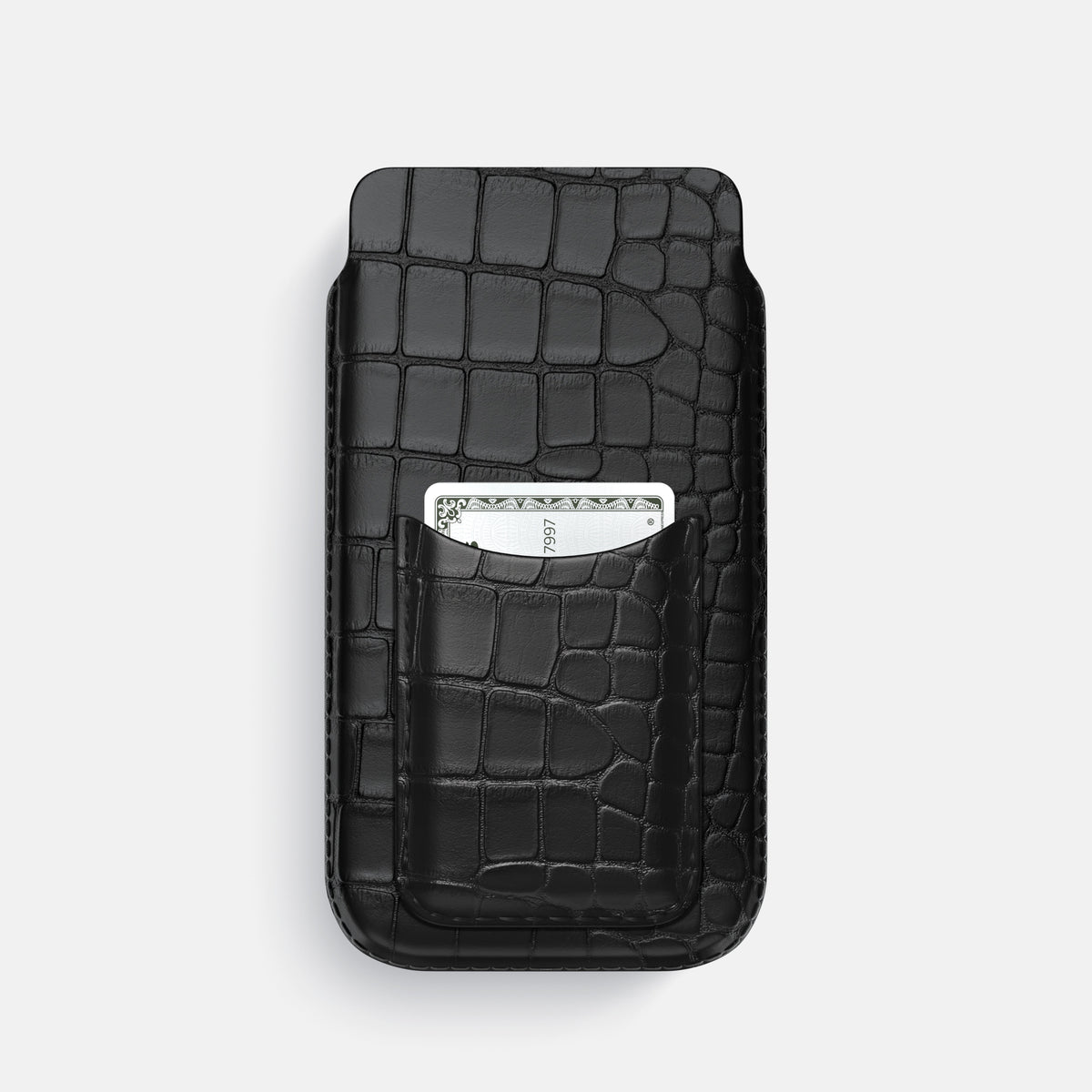 Black iPhone 16 Pro Pouch Card Case Alligator -1 | Black