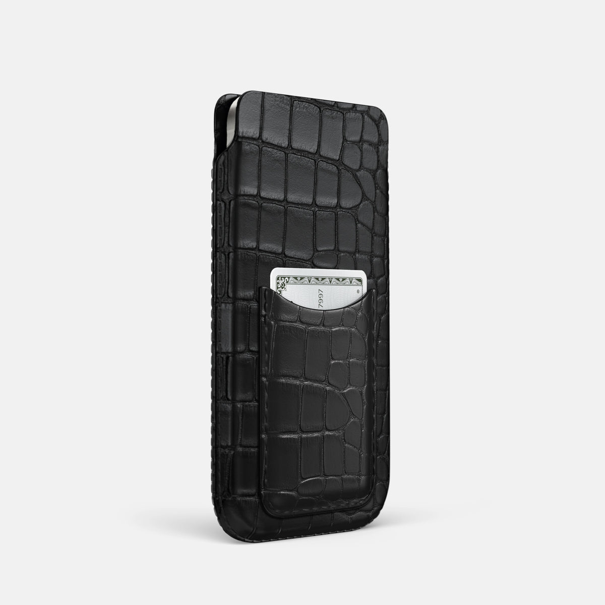 Black iPhone 16 Pro Pouch Card Case Alligator -2 | Black