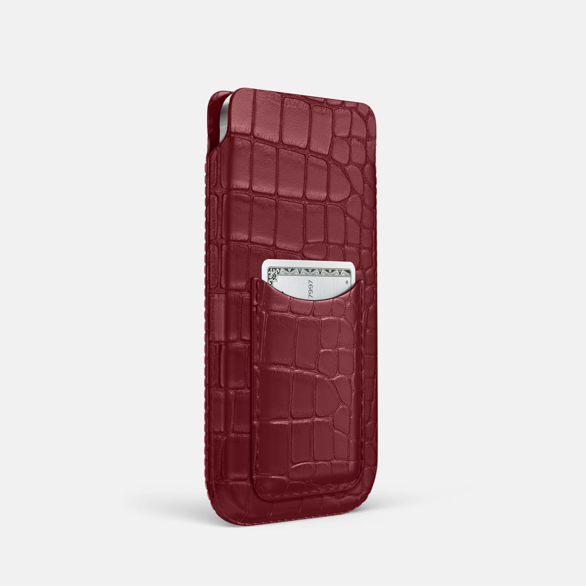 Burgundy iPhone 16 Pro Pouch Card Case Alligator -2 | Burgundy