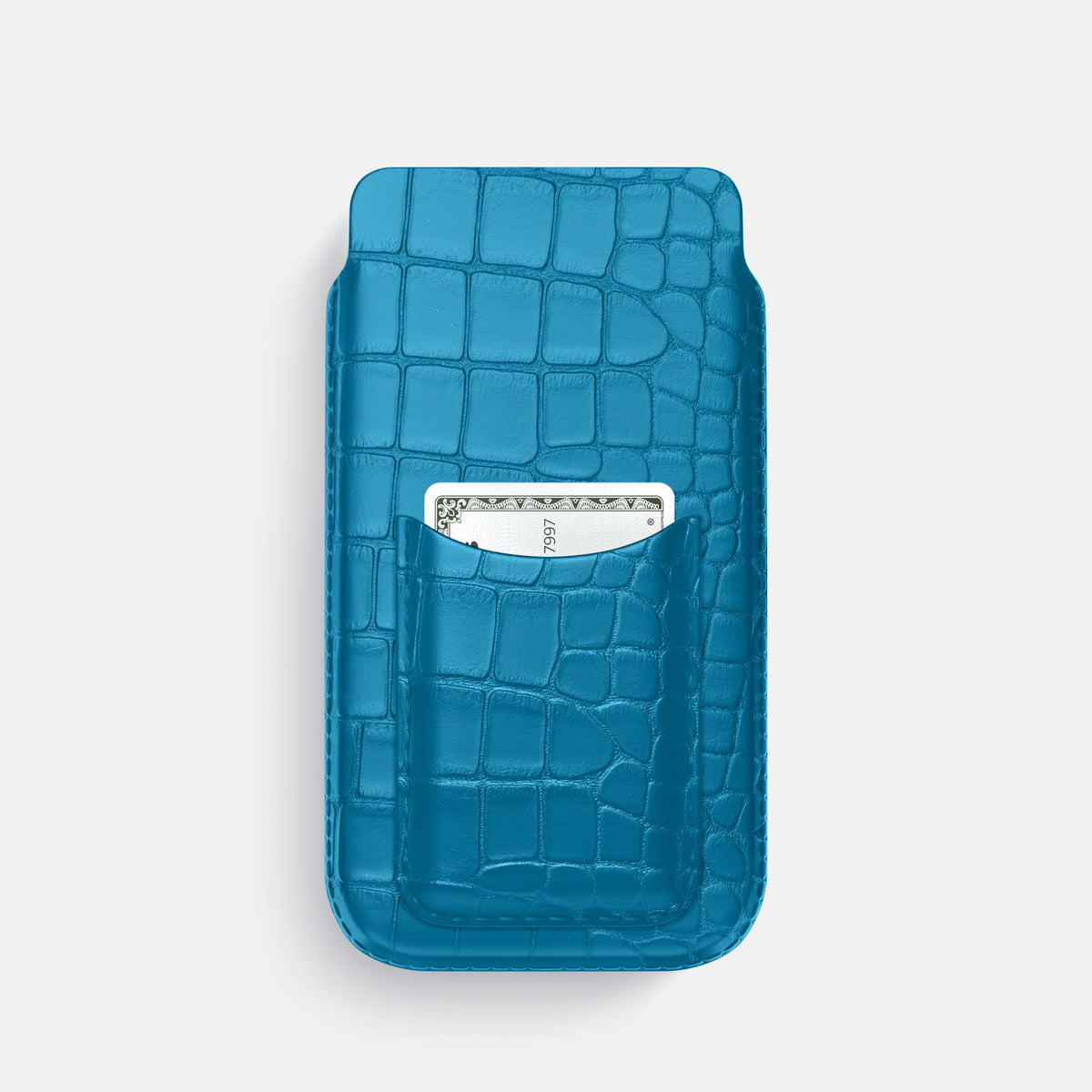Curaçao-Blue iPhone 16 Pro Pouch Card Case Alligator -1 | Curaçao-Blue