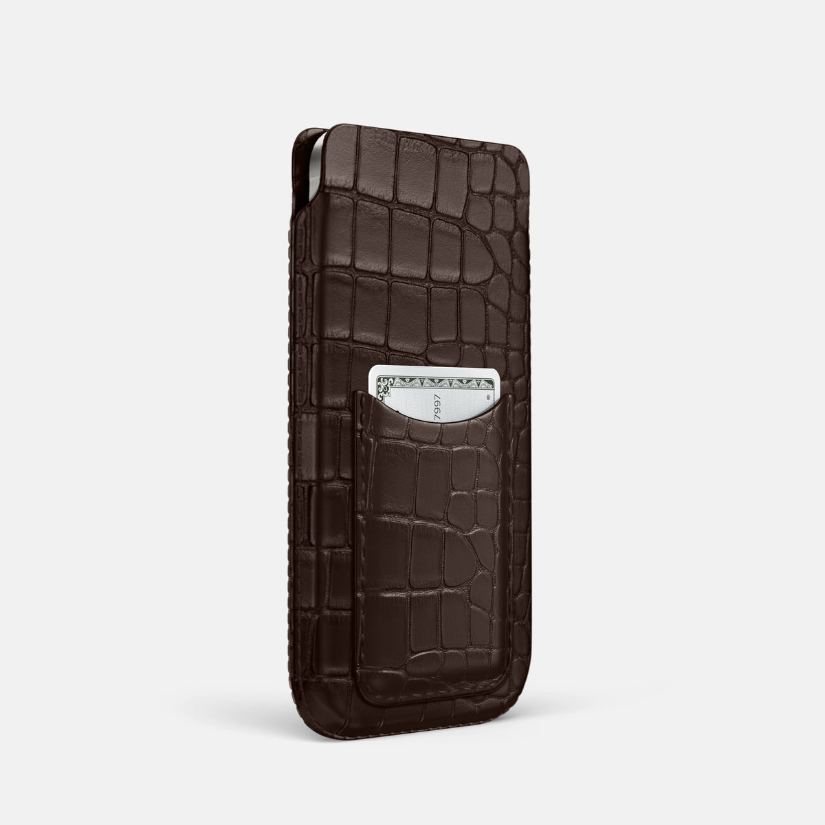Dark Brown iPhone 16 Pro Pouch Card Case Alligator -2 | Dark-Brown