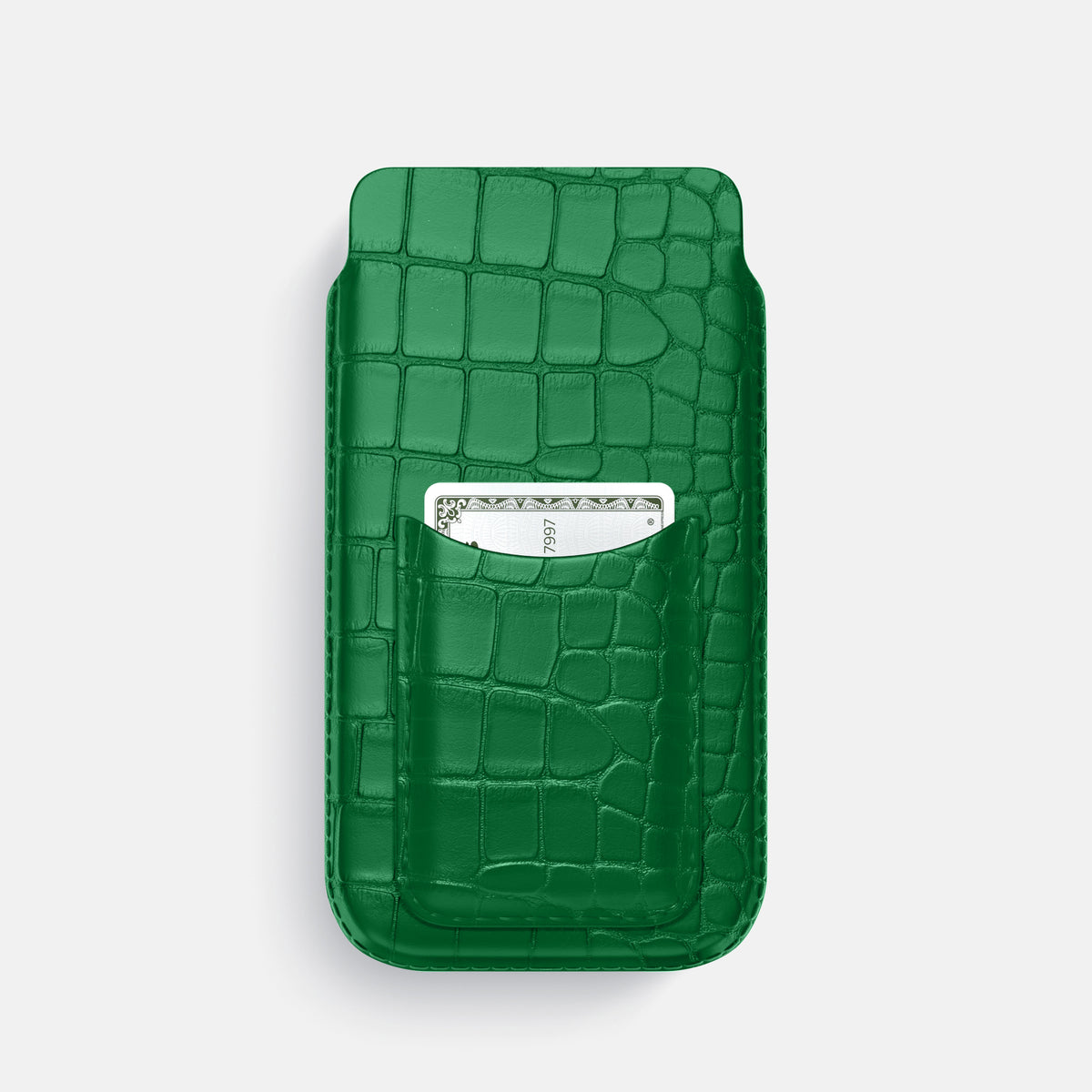Forest-Green iPhone 16 Pro Pouch Card Case Alligator -1 | Forest-Green